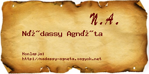 Nádassy Agnéta névjegykártya